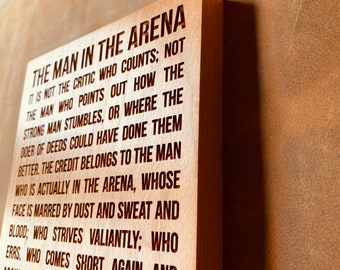Man in the Arena by Theodore Roosevelt Engraved Plaque