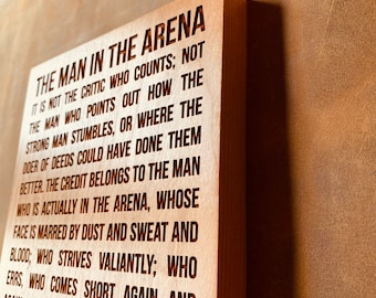 Man in the Arena by Theodore Roosevelt Engraved Plaque