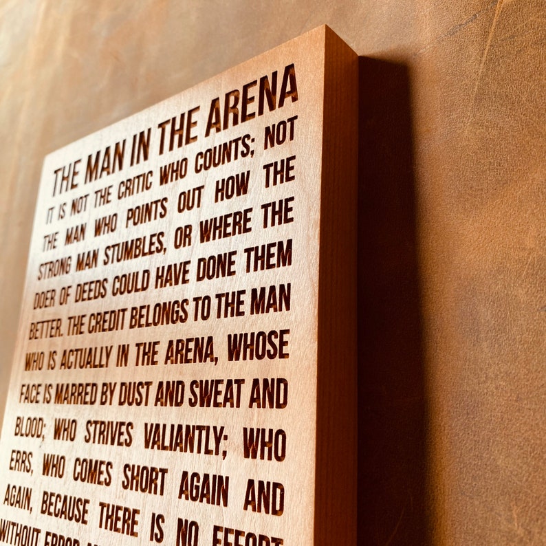 Man in the Arena by Theodore Roosevelt Engraved Plaque image 1