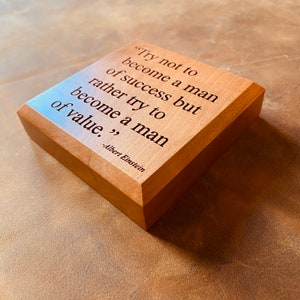 Albert Einstein Quote on Success Engraved on Wood Plaque