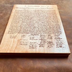 Declaration of Independence Engraved Wood Sign