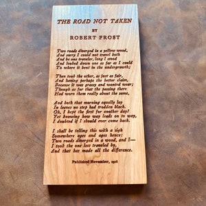 Road Not Taken by Robert Frost Engraved Wood Sign