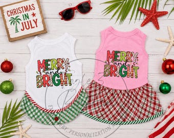 Christmas Dog Apparel, Merry/Bright Dog Outfit, Handmade Pet Clothes, Custom Designed Apparel, Holiday Puppy. Christmas Shirt, Festive Dog