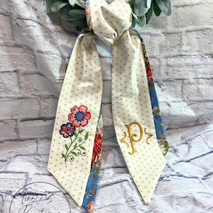 Custom Embroidered Floral Wreath Sash/ Double Sash/Embroidered Applique Vintage Style/Personalized