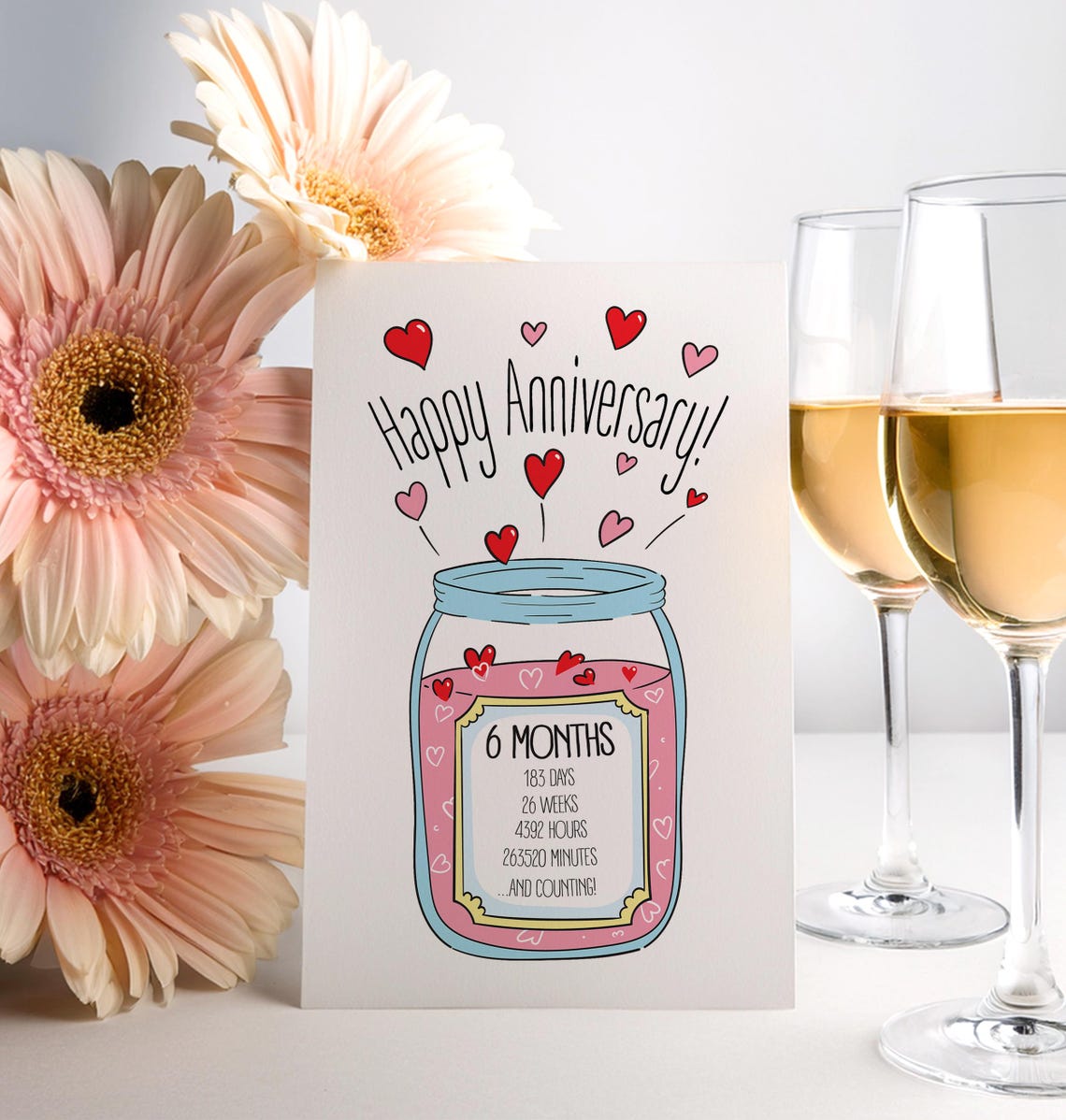 6 Month Anniversary Card: Romantic Printable Greeting Card (digital ...