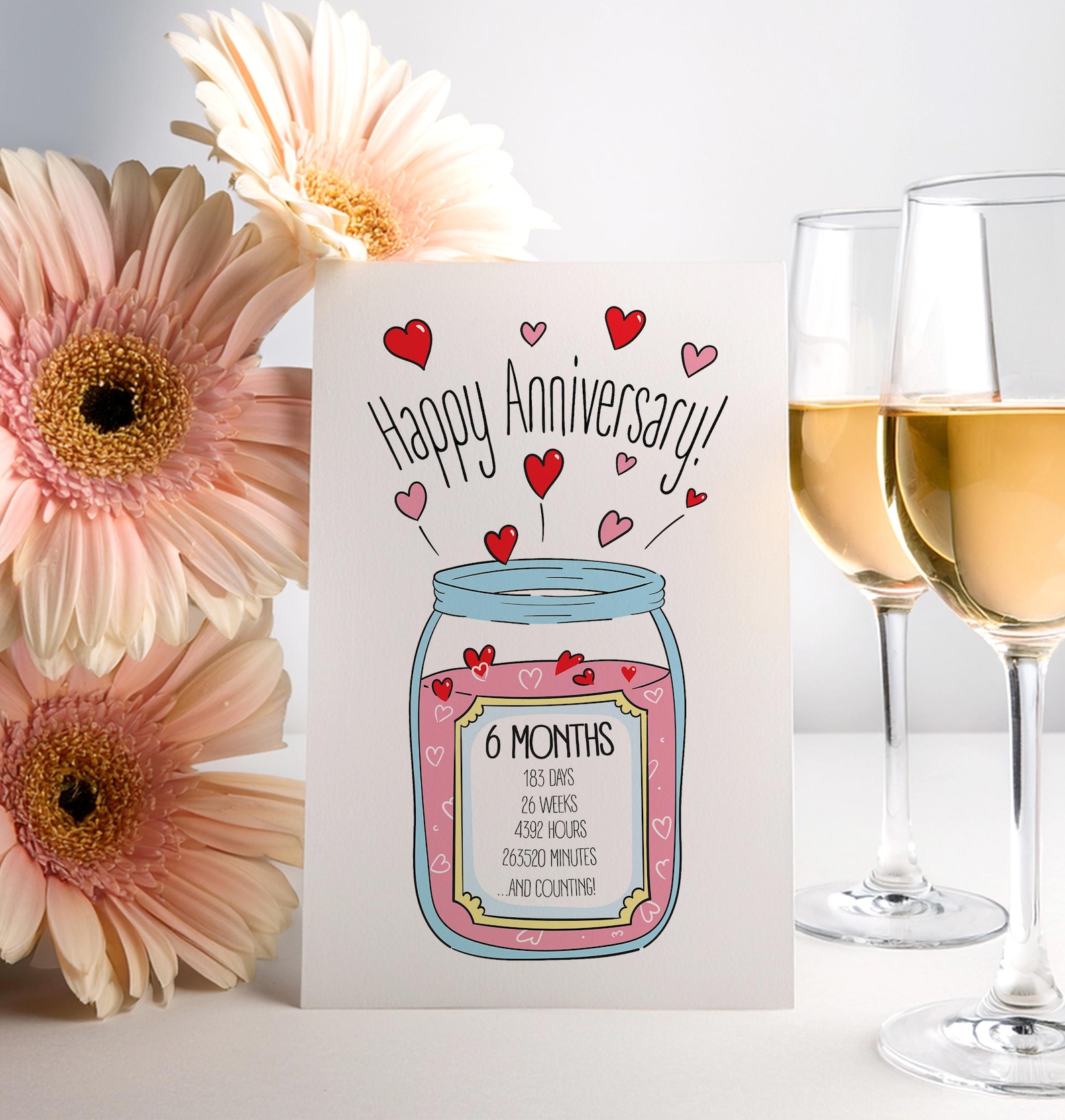 6 Month Anniversary Card: Romantic Printable Greeting Card (digital ...