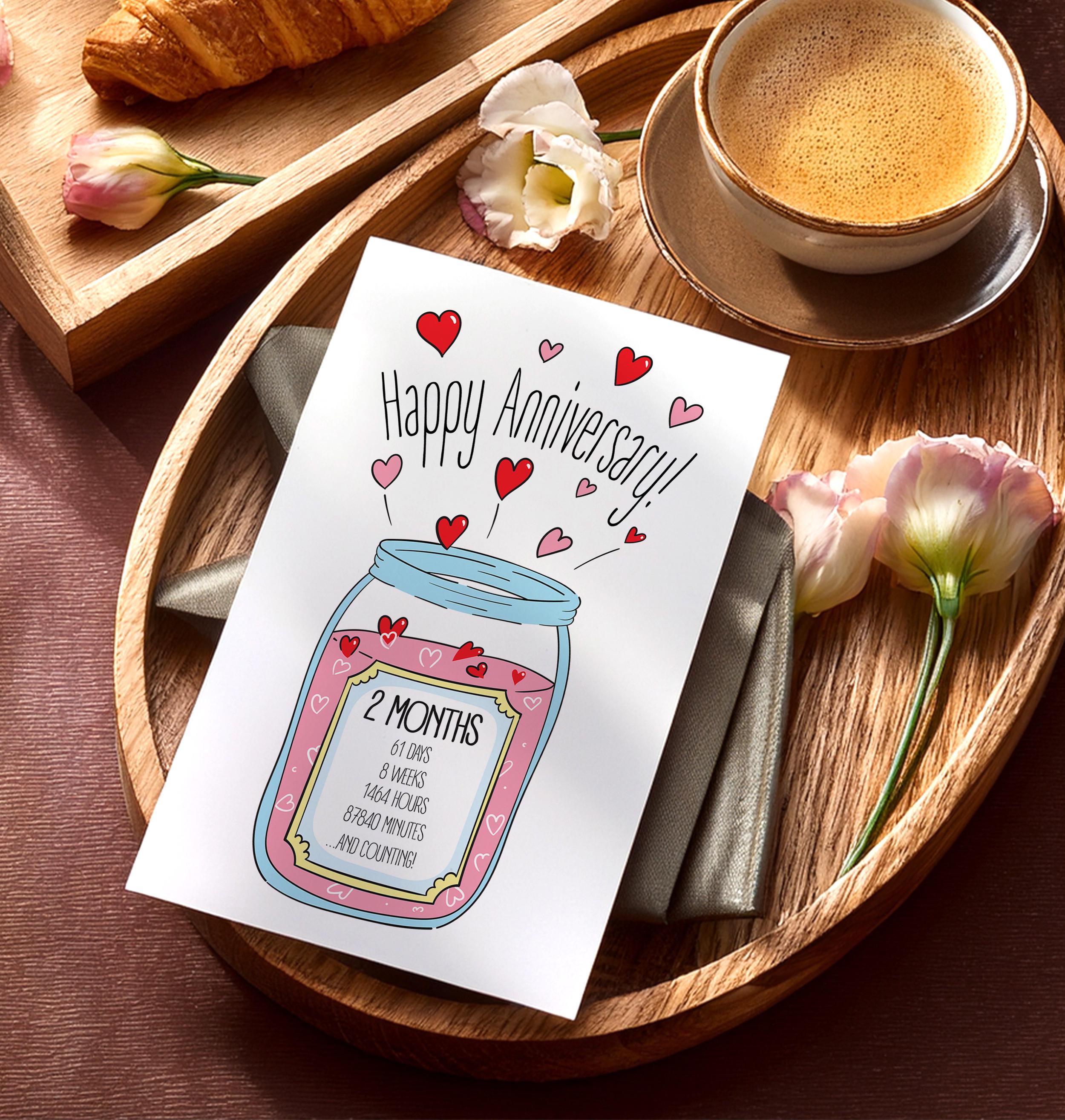 Romantic 2 Month Anniversary Card: Printable Greeting Card