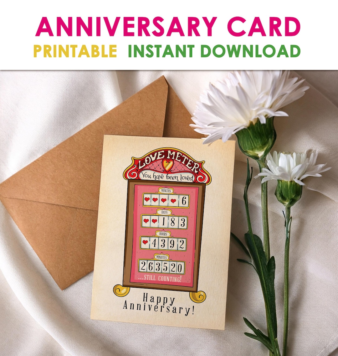 6 Month Anniversary Card: Romantic Printable Greeting Card (digital ...