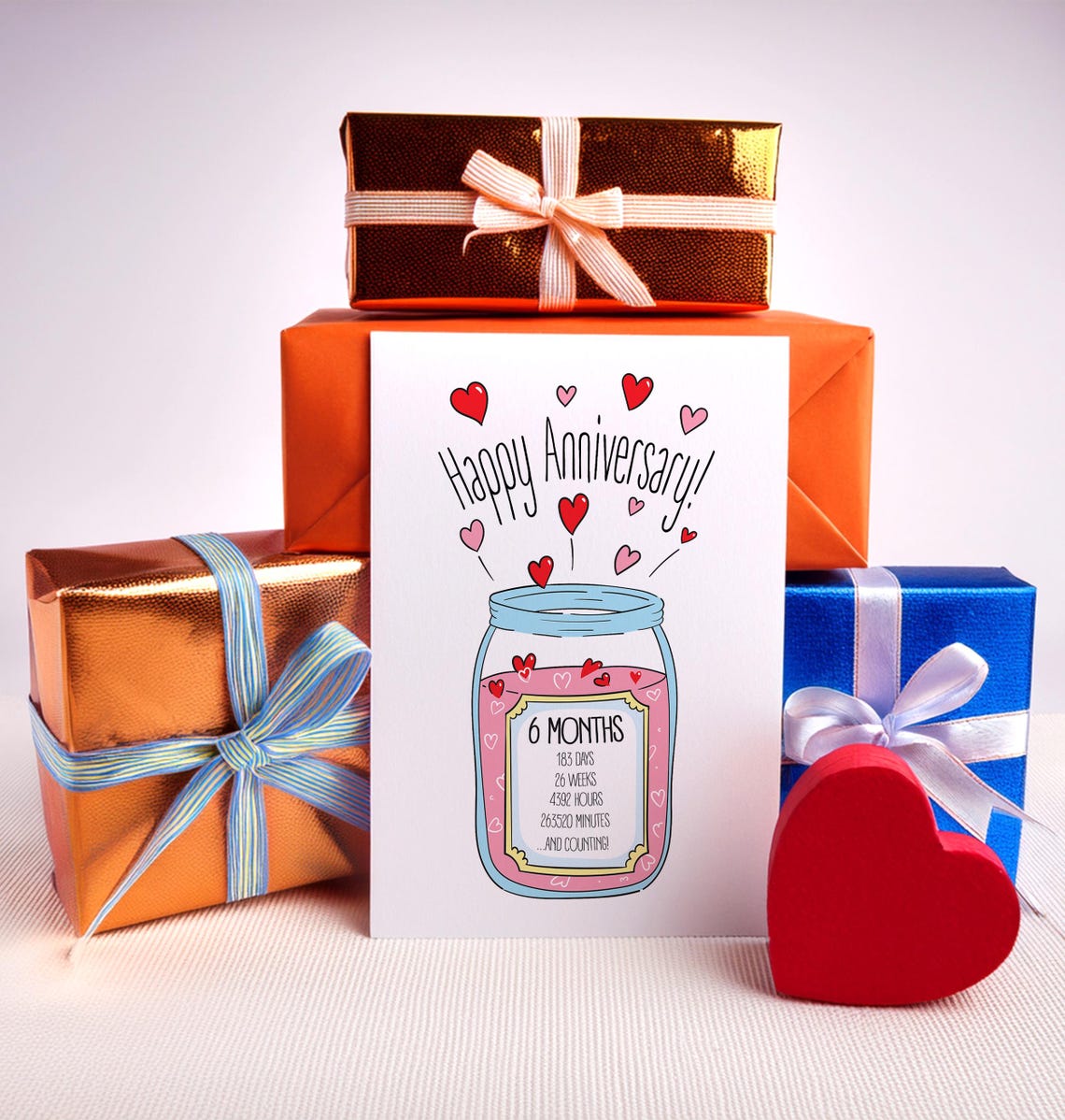 6 Month Anniversary Card: Romantic Printable Greeting Card (digital ...