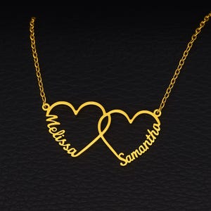 Personalized Name Necklace - Stainless Steel Intertwined Heart Jewelry - Custom Gift for Mom, Couple, Family or Friend