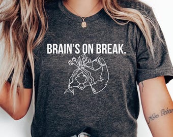 Brain's On Break Unisex Heavy Cotton Tee, Relaxed T-Shirt, Casual Wear, Gift for Friends, Chill Vibe Shirt