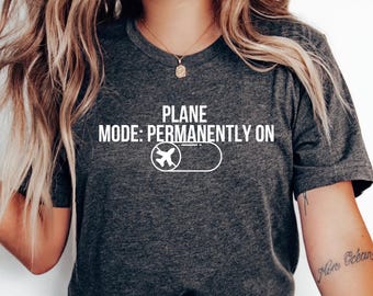 機内モード常時オンTシャツ | 飛行機トグルグラフィックTシャツ
