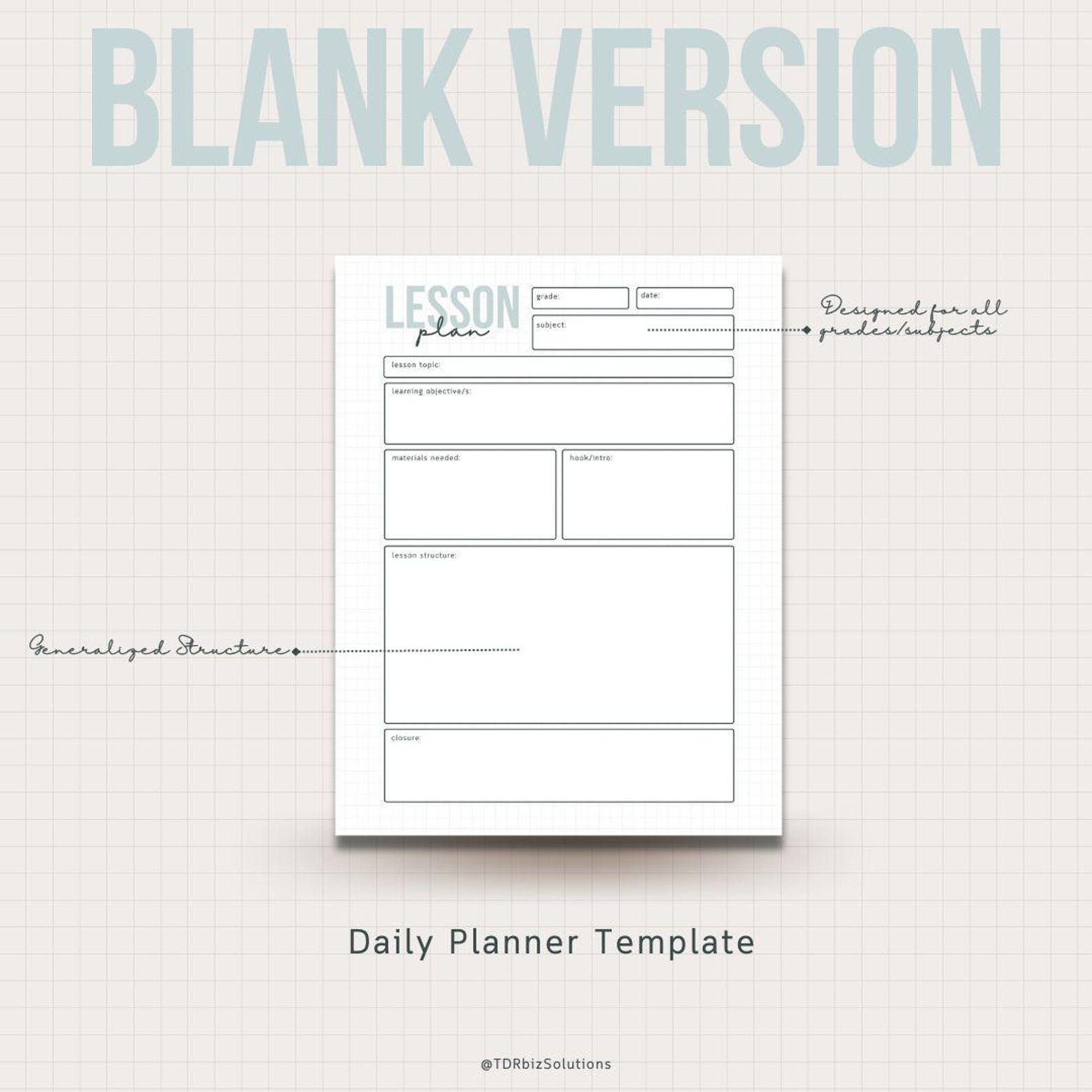 Printable Weekly Lesson Planner Template, Minimalist Teacher Planner 8 ...