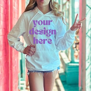 Gilden white hoodie mock youth kids hoodie mock white teen hoodie mockup white Gilden png file for mock white hoodie png