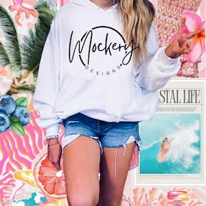 Gilden white hoodie mock youth kids hoodie mock white teen hoodie mockup white Gilden png file for mock white hoodie png