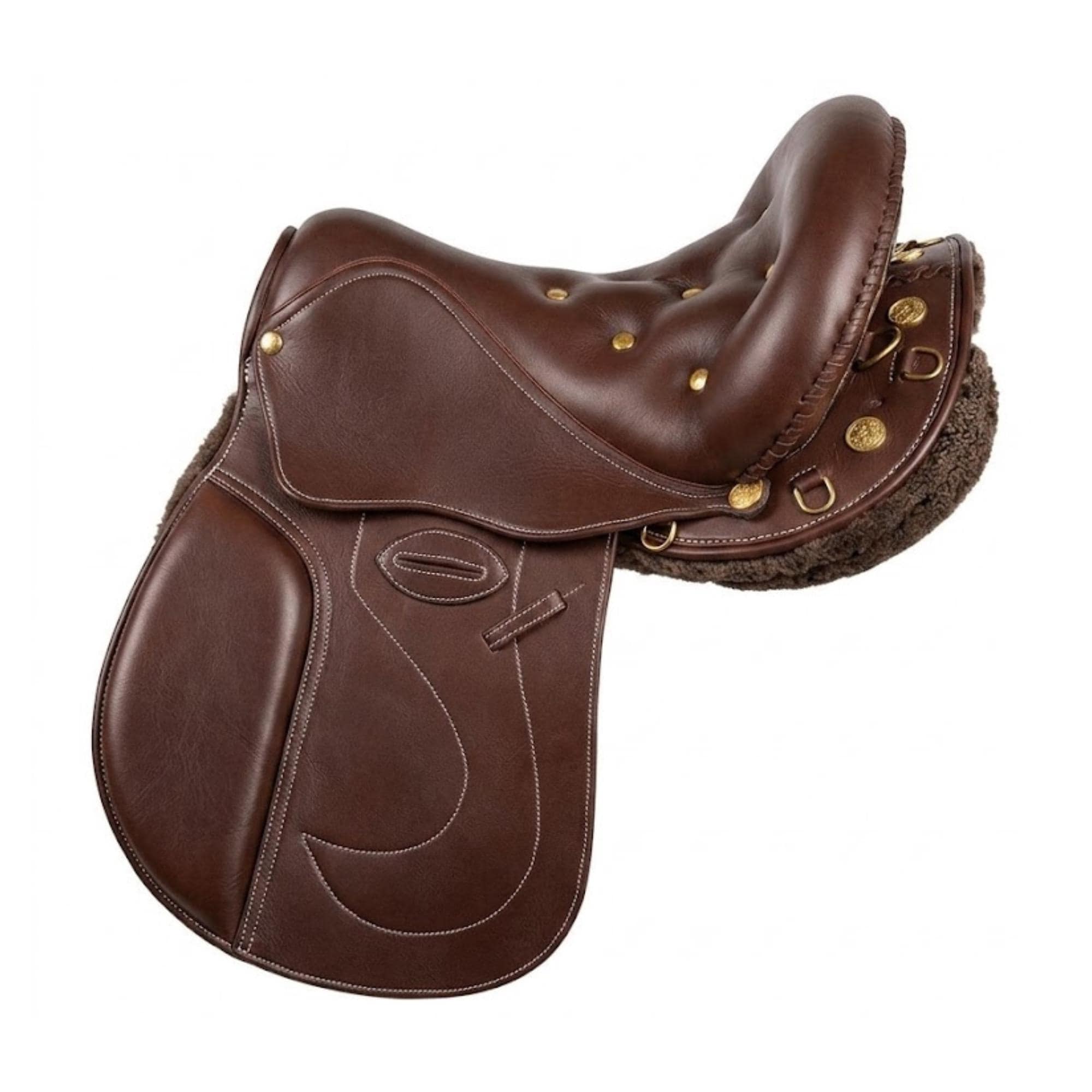 Leather English Saddle - Comfortable Brown Equestrian Riding for Training, Jumping