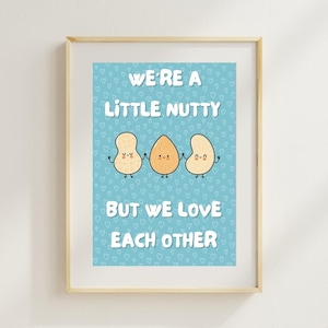 Mixed nut cartoon wall art, Cute kids room decor, Printable digital wall print