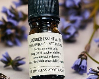 Aceite esencial de lavanda orgánica: aromaterapia relajante, autocuidado herbal (botella ámbar de 5 ml)