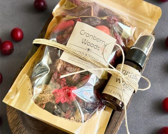 Cranberry Woods Botanical Potpourri Blend, Rustic Woodland Home Fragrance, Natural Scent Mix