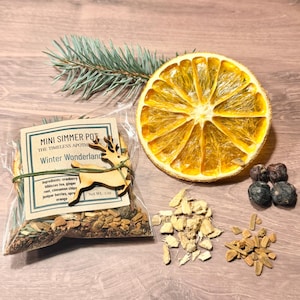 Winter Wonderland Mini Simmer Blend | Limited Edition Feestelijke Simmer Pot | Kerstcadeau | Mini Simmer Blend met Houten Rendier Ornament