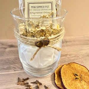 Gingerbread Cottage Mini Simmer Pot Gift Set, Candle Warmer Simmer Kit, Christmas Gift, Rustic Holiday Gift, Stovetop Potpourri Alternative