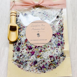 Lavender and Rose Relaxation Bath Soak, Herbal Bath Soak, Natural Bath Salts, Spa Gift Idea, Self Care Ritual, Floral Bath Salts, Aromatic