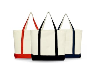 Zipper Canvas Tote Bag with Pocket Durable Cotton Shoulder Bag, Custom Tote for Groceries, Travel or Daily Use || 3 Colors