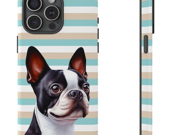 Retro Boston Terrier Phone Case: Impact Resistant, Shock Absorbent