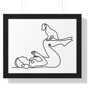 Dog Yoga Framed Art: Minimalist Line Art for Pet Decor