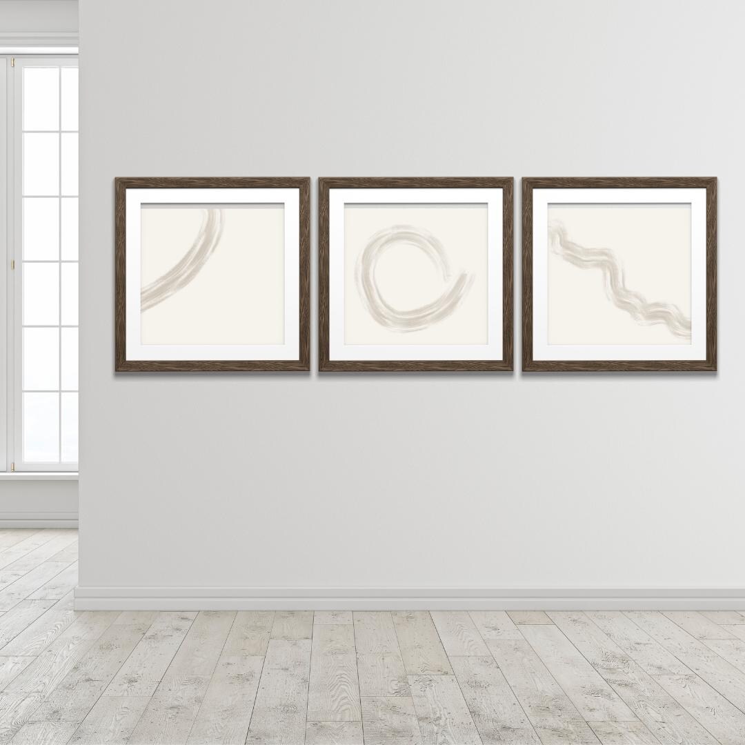 Linen Neutral Abstract Wall Art Set of 3 - Minimalist Gallery Modern ...