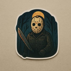 Halloween Hockey Mask Vinyl Sticker