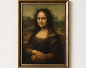 寝癖のモナ・リザのアートプリント、疲れたモナ・リザと乱れた髪