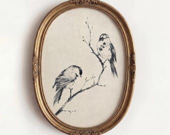 Perched Songbirds Print, Vintage Ornithology Artwork, Antique Avian Illustration, Rustic Cottage Wall Decor, Naturalist Gift, Country House