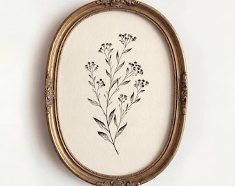 Botanical Flower Print, Vintage Wildflower Sketch, Antique Plant Illustration, Cottagecore Wall Art, Rustic Floral Decor, Nature Lover Gift