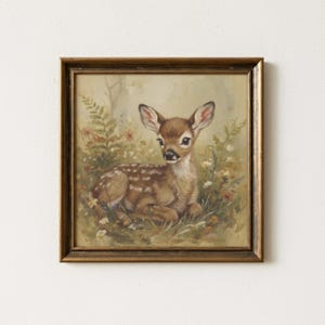 Baby Deer Art Print, Cute Fawn Illustration, Rustic Nursery Decor, Woodland Animal Wall Hanging, Forest Wildlife Poster, Toddler Room Gift