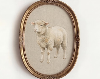 Sheep Print, Vintage Farmhouse Wall Art, Rustic Country Decor, English Countryside Artwork, Cottagecore Animal Illustration, Nursery Gift