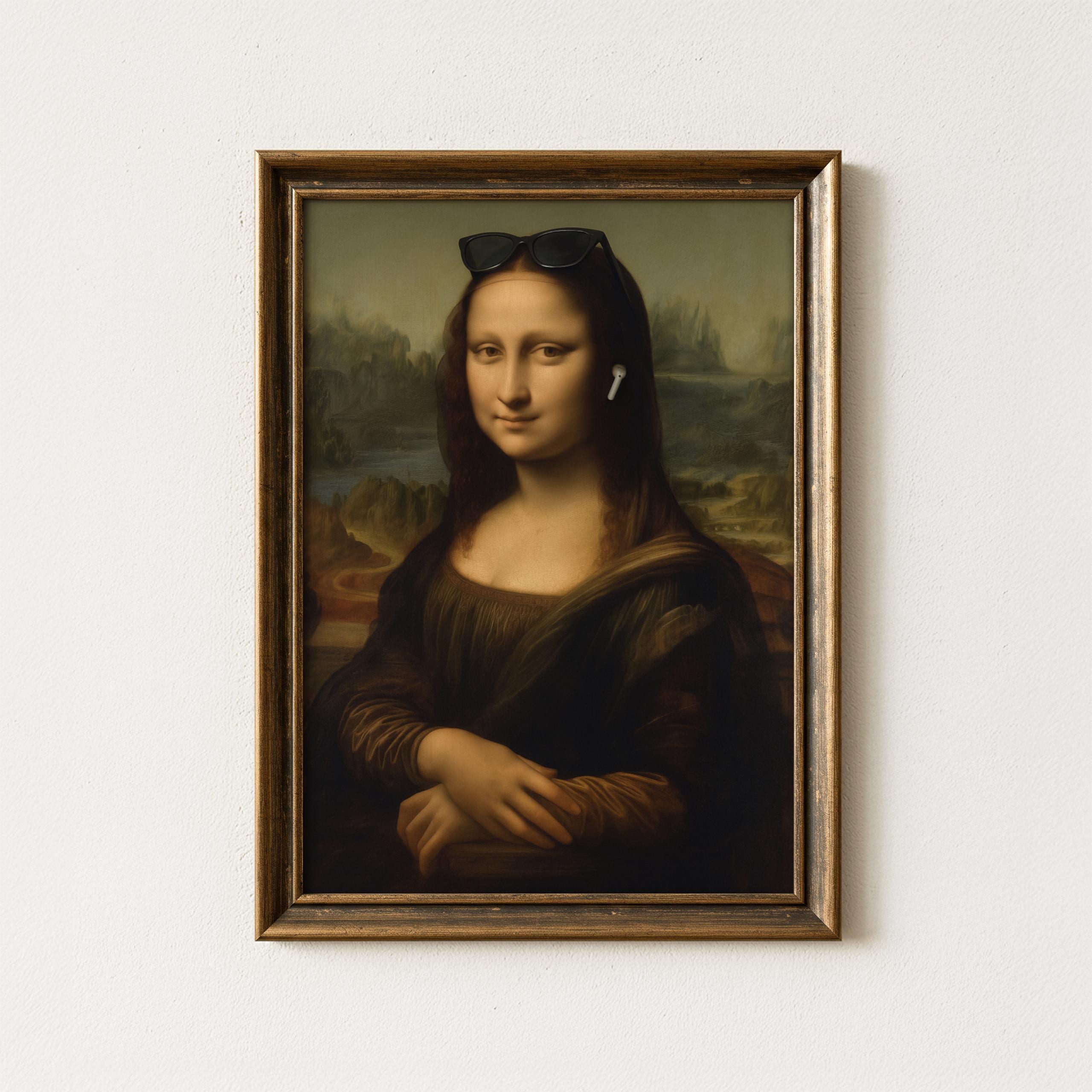 Mona Lisa With Sunglasses and Airpods Digital Printable Art