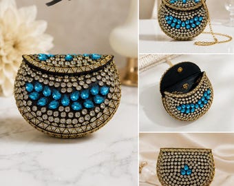 Kundan Evening Clutch Purse | Handmade Wedding Bridal Bag | Partwear Bag |