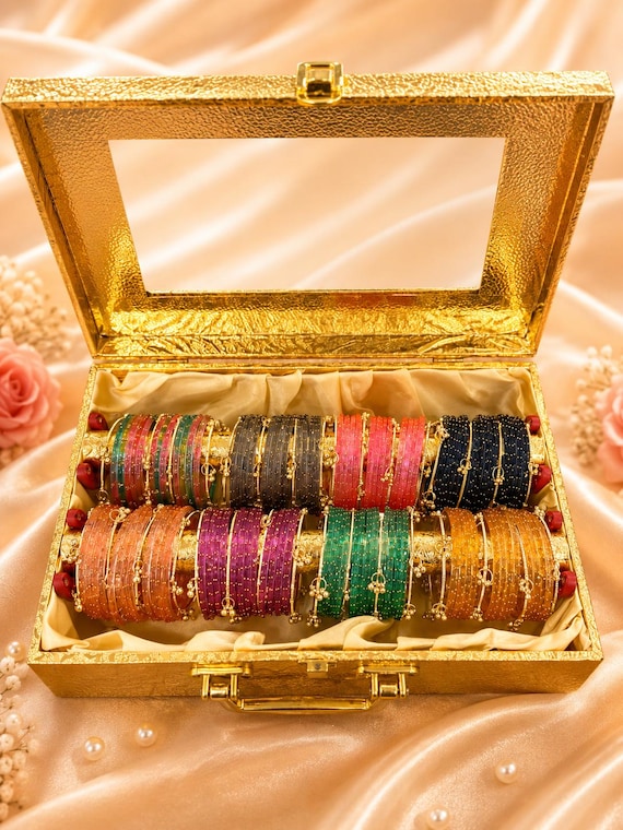 Personalised 10 Sets Kashmiri Glass Bangles Box - Etsy