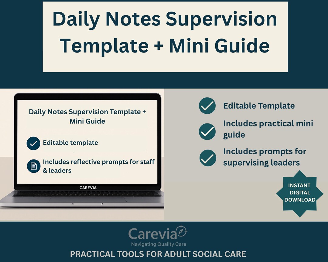 Daily Notes Supervision Template + Mini Guide | Editable Record Keeping ...