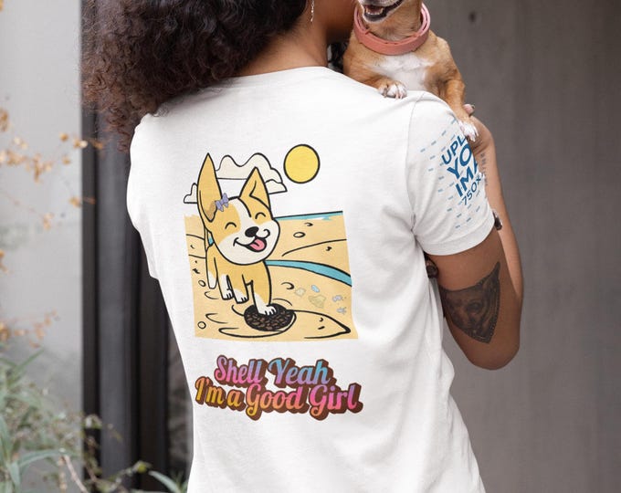 Good Girl Dog T-Shirt with Retro Beach Motif - Shell Yeah I'm a Good Girl, Unisex Summer Shirt for Dog Lovers, Dogmoms-dads