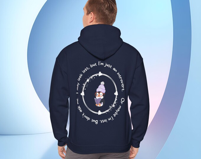 Introvert Cute Penguin Hoodie - Cozy Unisex Sweatshirt, Winter Wardrobe, Perfect Introverts Gift, Holiday Celebration, Animal Lover Apparel