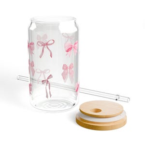 Ballet Bow Sipper Glass, 16oz | Cute Water Bottle, Reusable Drinkware, Gift for Dancers, Ballet Lovers, Party Favors