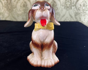 Vintage 1950s 1960s Ceramic Dog Bank Maso Ware Shafford Made in Japan 6A505 Kitschy Cute Collectible