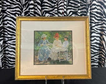 Three Sisters A Study in June Sunlight by Edmund C. Tarbell American Impressionist Gold Frame Wall Art  Victorian Home Decor