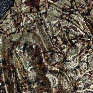 Groovy Vintage 1960s 1970s Metallic Gold Paisley Mandarian Style Collar Tunic Top Vintage Size 10 Modern Small Retro Mod Psychedelic image 5