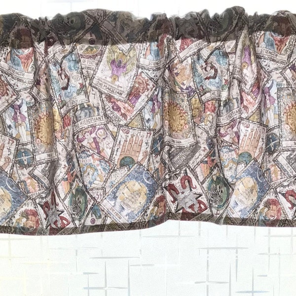 Antique Tarot Cards Novelty Print Witchy Esoteric Goth Window Valance Halloween Home Decor Handmade Free Shipping