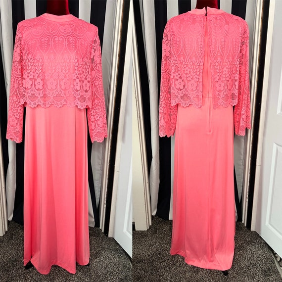 Vintage 1960s 1970s Handmade Bright Pink Maxi Dre… - image 1