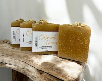 Handgefertigtes Haferflocken-Honig-Seifen | Natürliche Feuchtigkeitsseife für trockene und empfindliche Haut | Hautpflege Geschenk
