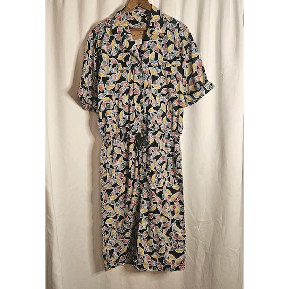 liz claiborne short sleeve shirt dress Vintage Liz Claiborne Floral Shirt Dress 10 Short Sleeve Tie Waist Button  Front